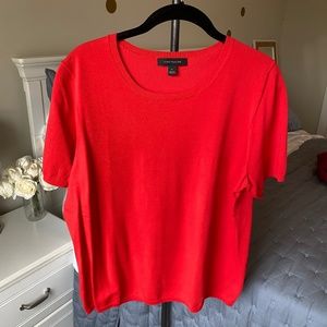 Ann Taylor Red Short Sleeve Sweater Size XL